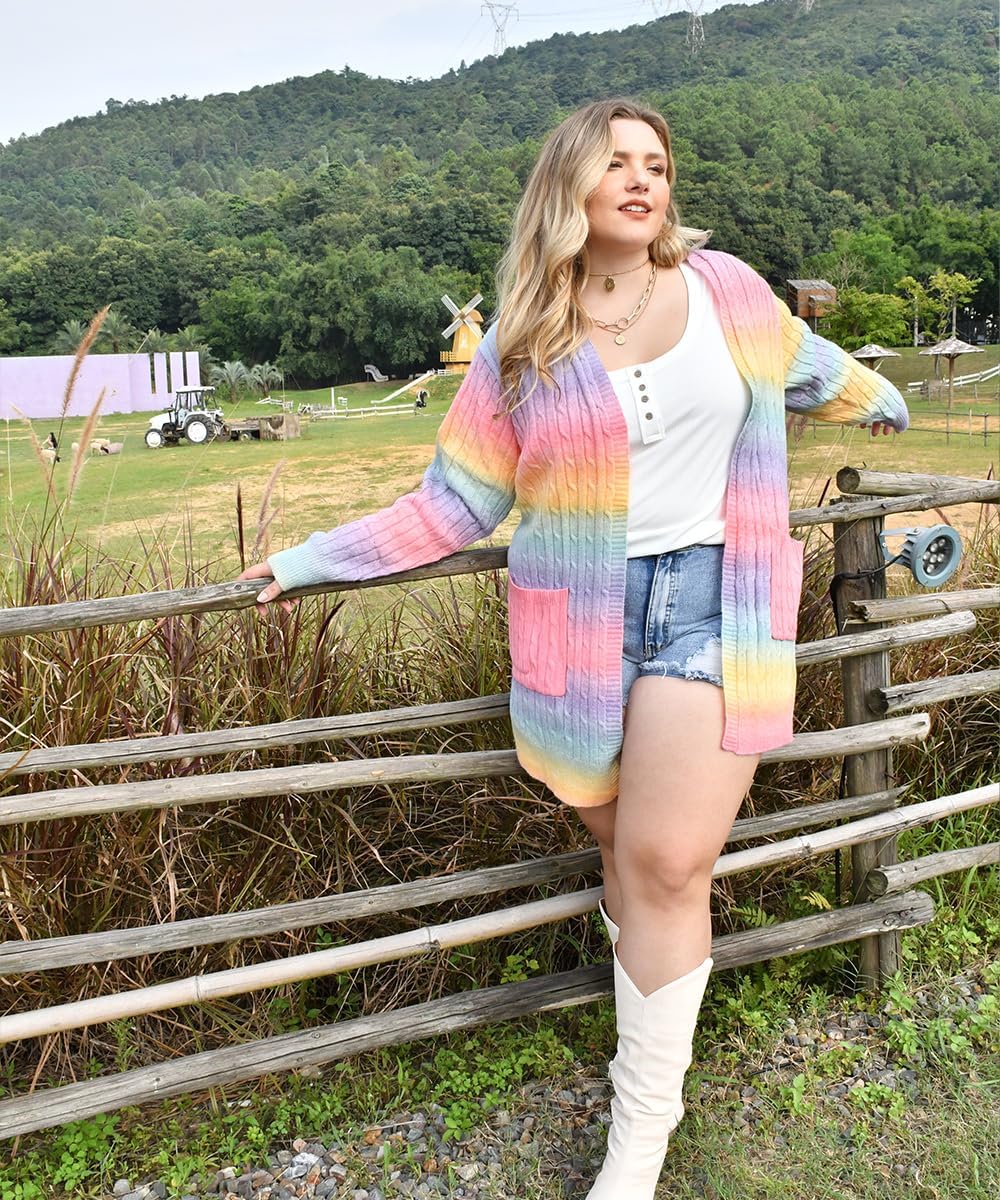 RITERA Womens Plus Size Cardigans Sweatershirts Coat Open Front Button Up Long Sleeeve Oversize Winter Outfit XL-5XL - Image 2