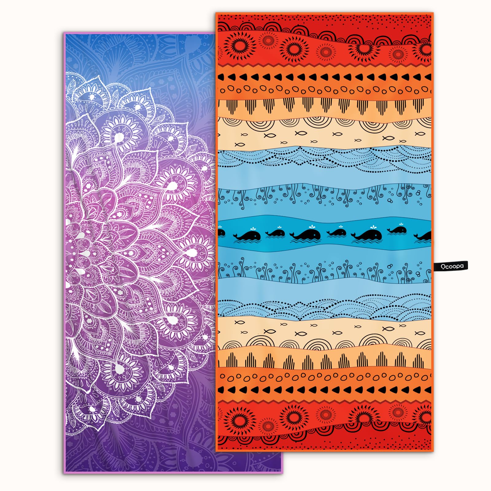 OCOOPA Microfiber Beach Towel Sand Free, Extra Large 71''X32'' Oversized Towels, Lightweight Compact Quick Dry Absorbent Pool Towel for Bath,Camping,Swimming,Travel Accessories, 2 Pack