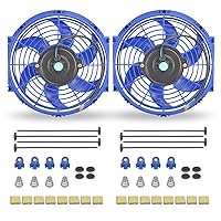 Vista 22 de Ventilador eléctrico universal de 25,4 cm, delgado, push/pull para radiador, 12V 80W, kit de montaje de alto rendimiento, rojo, 2 piezas