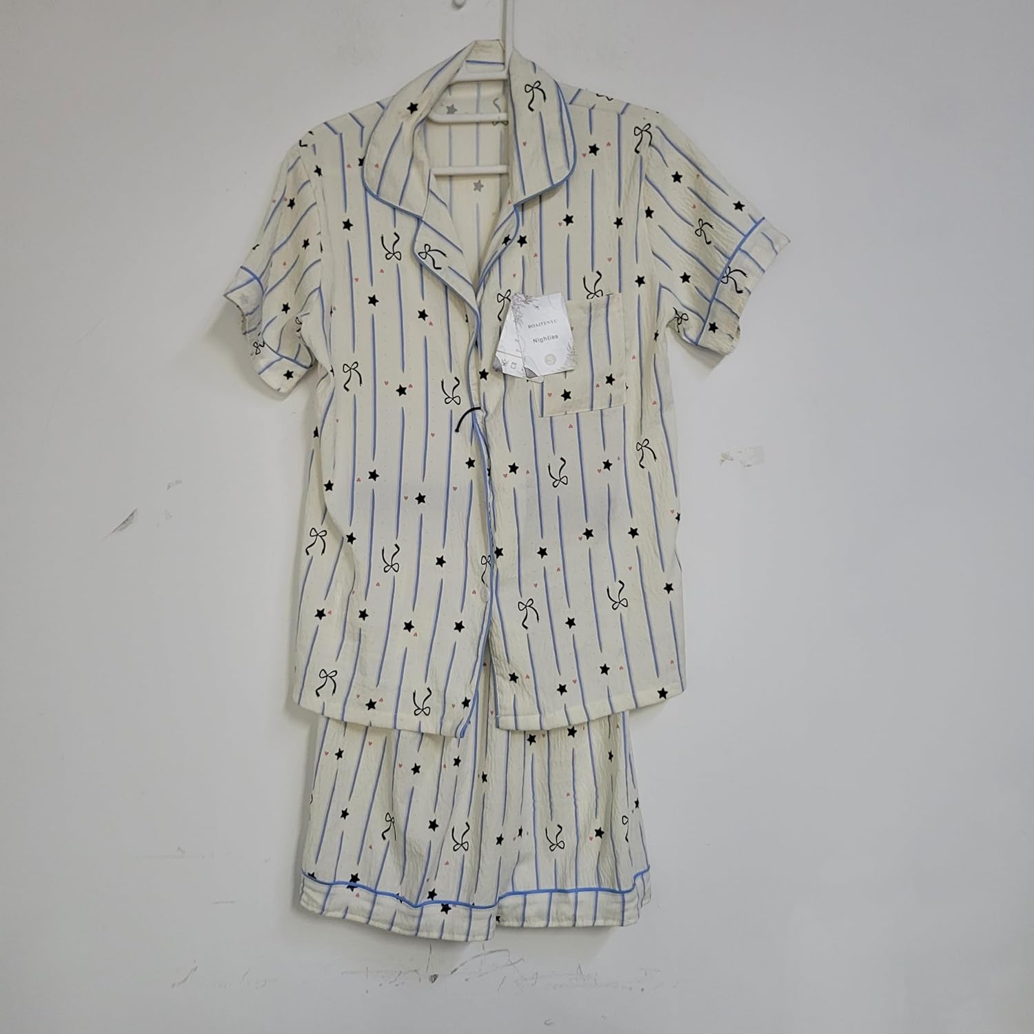 BOAITENYU Nighties - Sleeveless Short Sleeve Nightdress + Matching Shorts - Soft Breathable Sleepwear Loungewear Set for Beach, Vacation, and Home