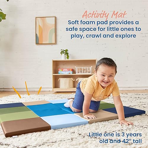 Miniatura 3 de ECR4Kids SoftZone - Tapete cuadrado para actividades de baile, tapete de juego plegable, tono tierra