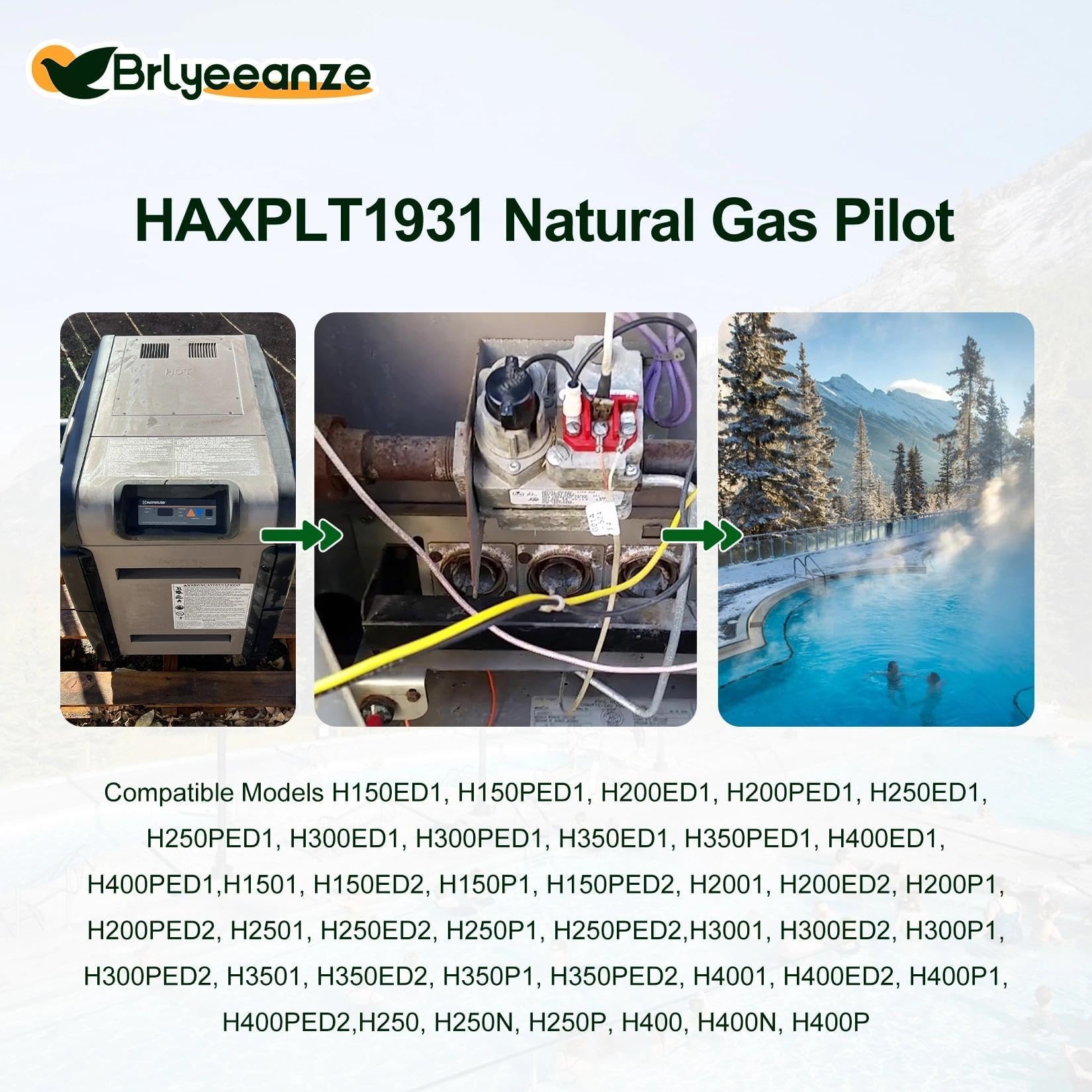HAXPLT1931 - Piloto de gas natural para calentador de piscina Hayward H-Series Ed1 Style H1501C, incluye tubo de montaje piloto y accesorios y termopila
