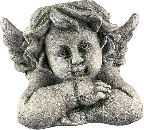 Red Carpet Studios Maceta de estatua para interiores y exteriores, 9 x 14 pulgadas, querubín