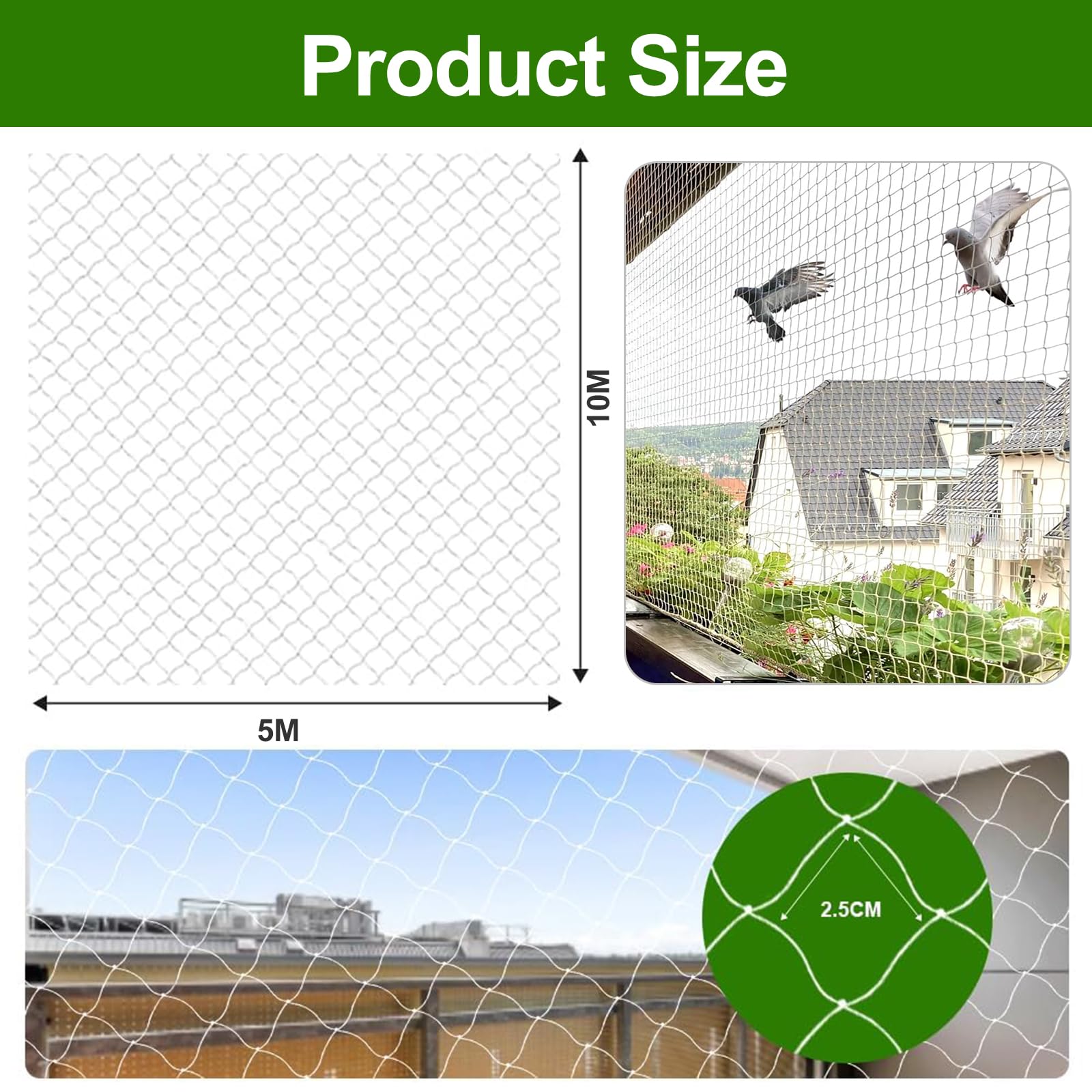 Red para Gatos Terraza y Balcon 5x10M, Seguridad para Gatos, Malla Protectora para Ventanas y Escaleras, Interior y Exterior