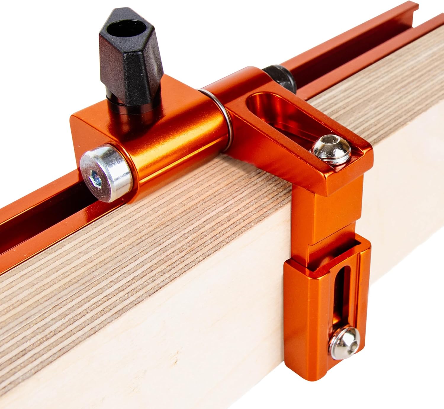 O'SKOOL Adjustable T-Track Flip Stop, Variable Arm Stop Block with 2-3/8" to 3-1/4" Adjustable Length, Fits Universal Double-Cut T-Tracks for Miter Saw & Router Table Fences, TTK021