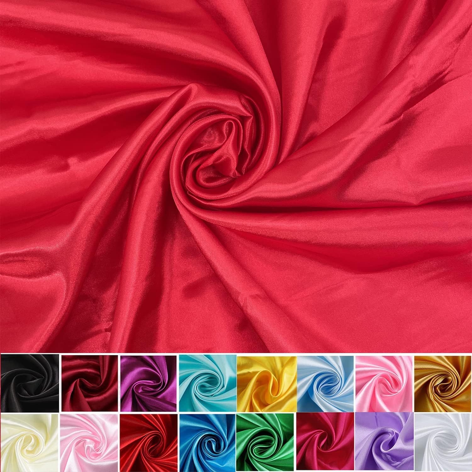 Satin Fabric: 60" Wide 2 Yards,5 Yards Red Solid Satin Fabric for Wedding, Bridal, Decoration, Fashion, Apparel Crafts