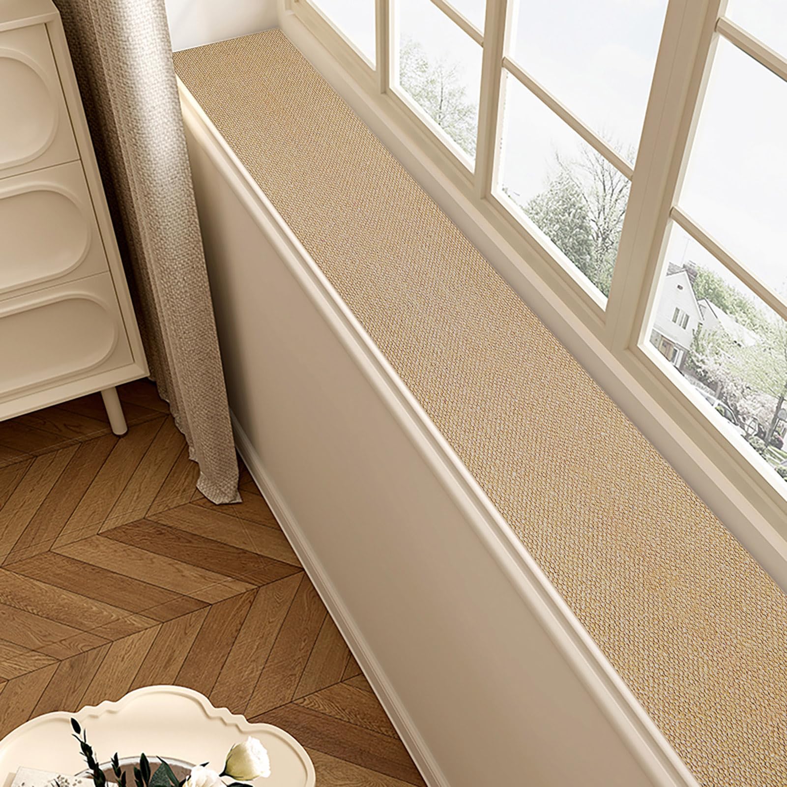 Alfombrilla de PVC para alféizar impermeable y protectora de polvo con diseño de madera