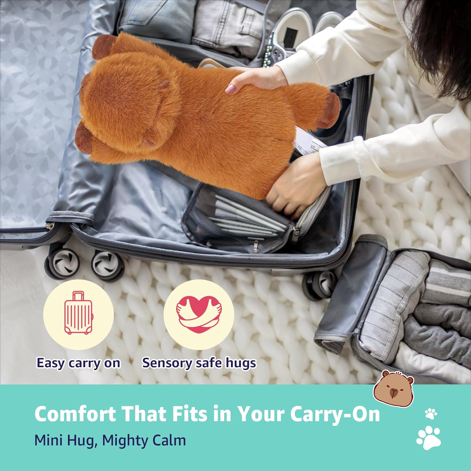 Onsoyours Original Capybara Microwavable Stuffed Animal, 15 inch Heatable Capybara Plush for Warmth & Comfort - Soft Cute Plushies Toys for Kids & Adults - Image 7