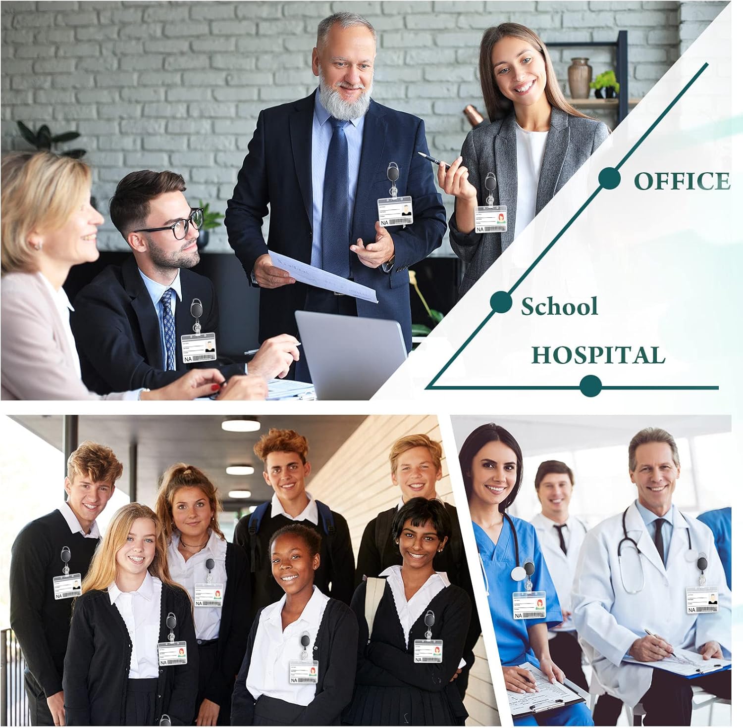 Laumoi 80 Pcs Retractable ID Badge Holder Reel with Belt Clip and Key Ring, Name ID Badge Clips Keychain for Office Worker Doctor Nurse Employee (Black) - Image 7