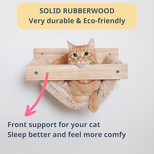 Miniatura 3 de SOOBIE PAW Hamaca de pared para gatos montada en la pared con juguete, cama de pared para gatos autocalentables, estante para gatos de interior y