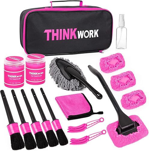 Miniatura 10 de THINKWORK Plumero de microfibra para limpieza de automóvil, kit de detalles para interiores de automóvil con aspiradora de mano de alta potencia,