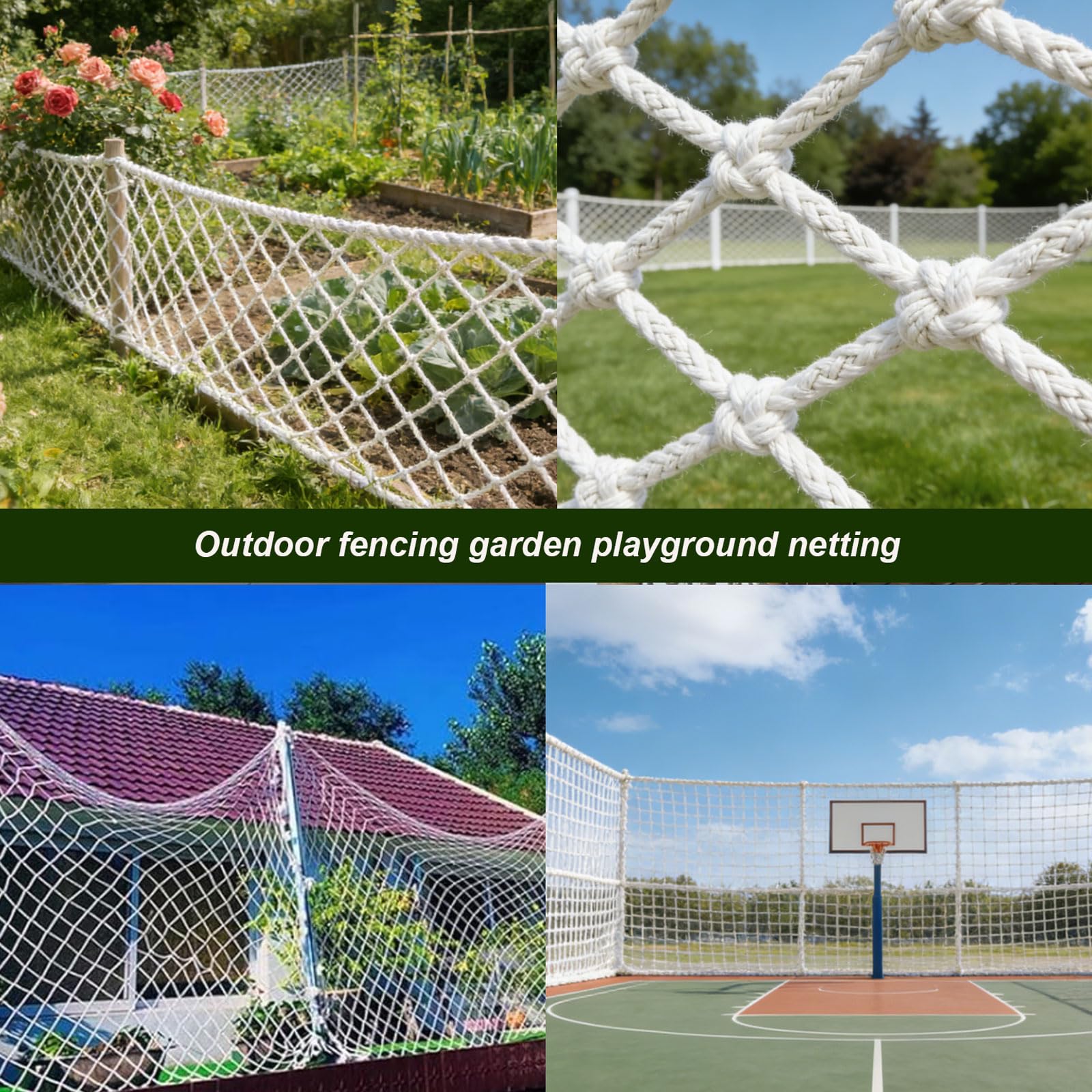 Rete Protezione Bambini Animali 100% Cotone Rete di Sicurezza per Balcone Finestre Terrazze Giardini Ringhiera Morbido e Resistente Universale Resistente Alle Intemperi(Size:1*3m(3*10ft),Color:Bianco)