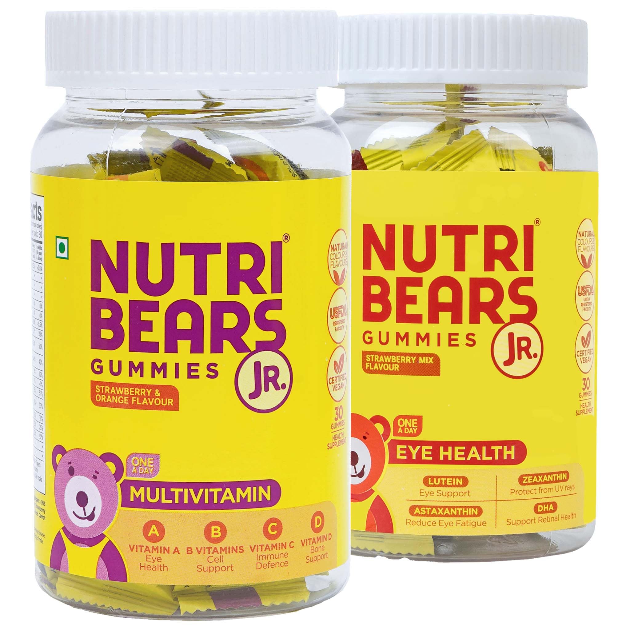 NutriBears Kids Multivitamin and Eye Health Combo, Vitamins A, C, B, and D with Zinc, Soft Chewable Gummies with Lutein, DHA, and Zeaxanthin for Ocular Support, Daily Supplement, 60 Gummy Bears (B0D1KBB1FV) Amazon Price History, Amazon Price Tracker