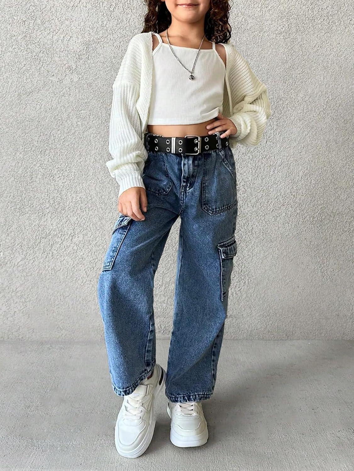 RoseSeek Girl's Long Sleeve Crop Cardigan Open Front Fall Sweaters Shrug Bolero