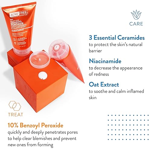 Miniatura 4 de Acne Free Lavado limpiador espumoso de peróxido de benzoilo severo al 10  máxima resistencia para reducir y prevenir las manchas del acné