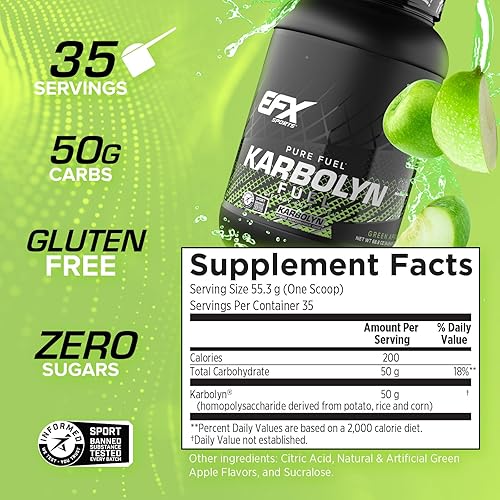 Miniatura 84 de EFX Sports Karbolyn Fuel | Polvo de carbohidratos de rápida absorción | Carga de carbohidratos, energía sostenida, recuperación rápida, sin