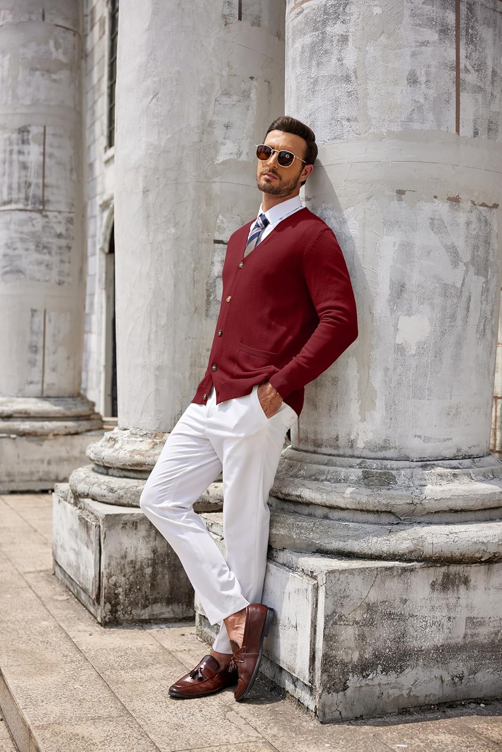 COOFANDY Men's Cardigan Sweater Long Sleeve Casual V Neck Button Down Knitted Sweater with Pockets - Image 6