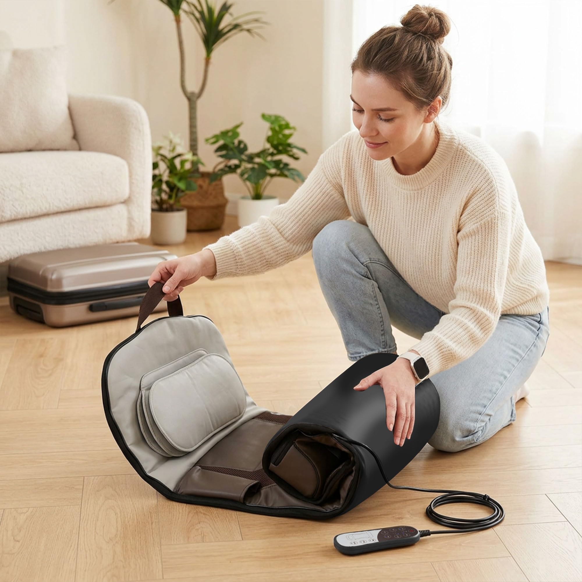 HOMCOM Colchón de Masaje Cuerpo Completo con Calefacción | Masajeador de Espalda Plegable, Compresión de Aire 3D, 4 Modos, 3 Intensidades, Autoapagado, Regalo Unisex
