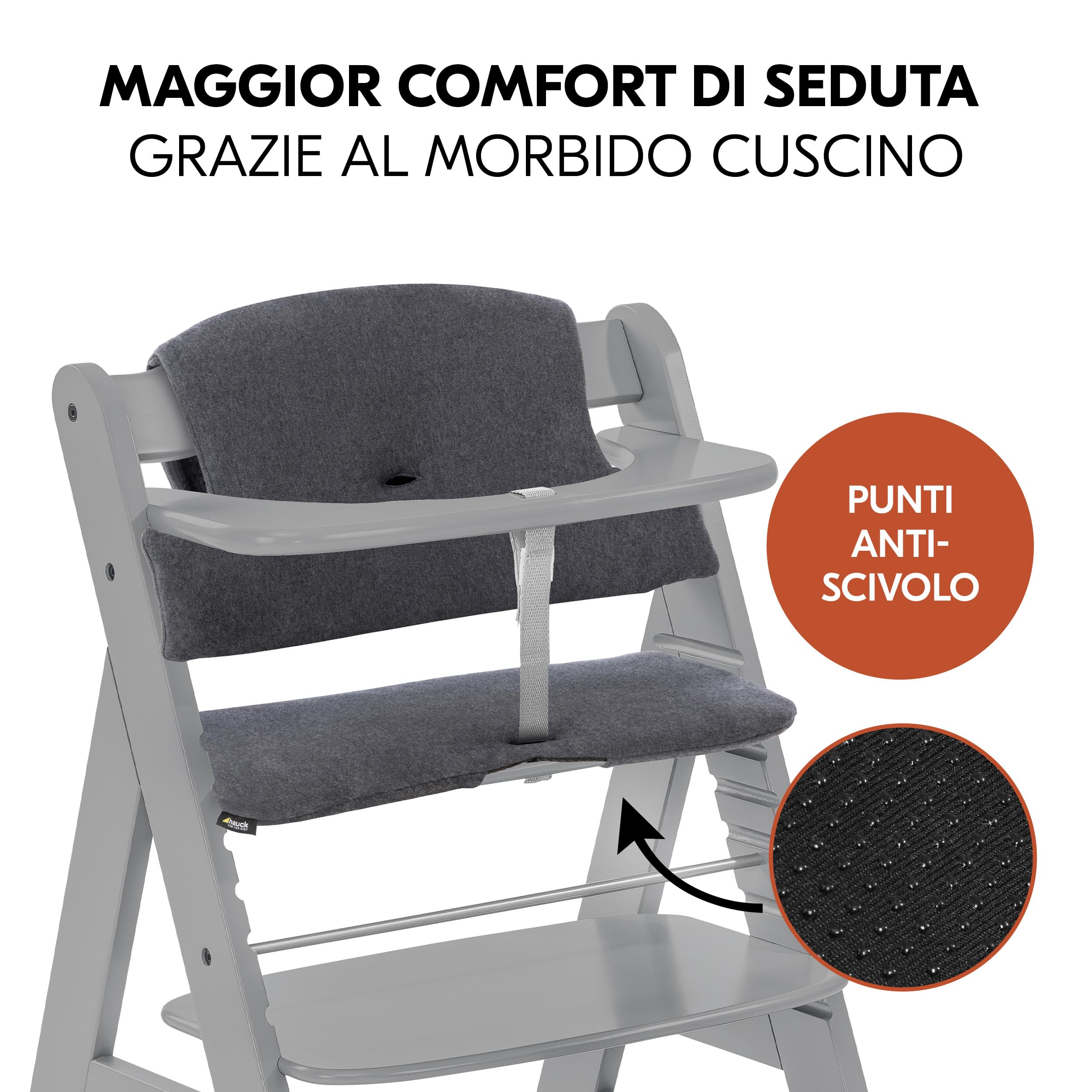 hauck Seggiolone Alpha+ Newborn Set Highchair Bouncer 3in1 - Sediolone Pappa Bimbi in Legno Da 0 Mesi Con Sdraietta Neonati Dondolo e Cuscino - (Grigio)