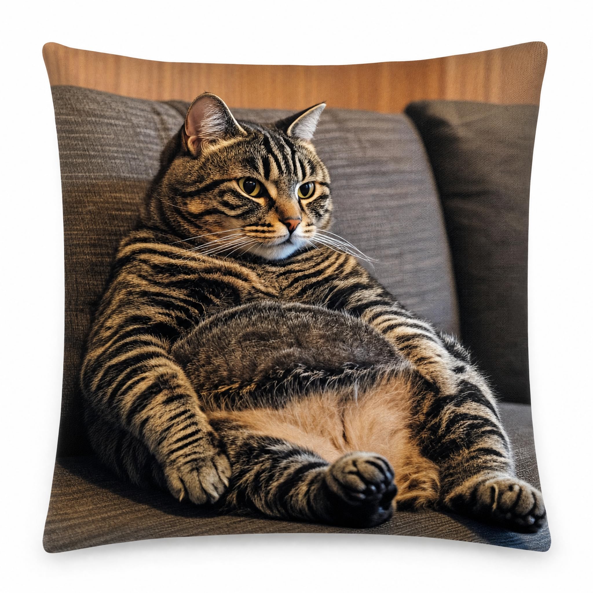 PVOODIRE Cushion Cover 60 x 60 cm Short Pile Cat Pattern Sofa Cover without โ image 1