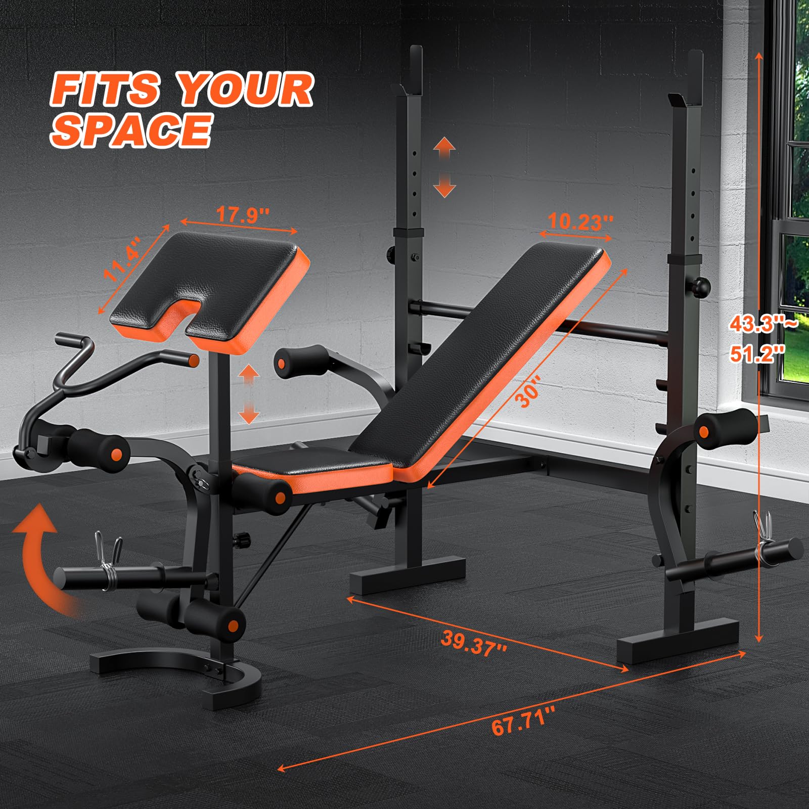 Adjustable Weight Bench with Leg Extension, Preacher Curl & Butterfly Arm, 990lbs Heavy Duty Bench Press for Full Body Home Gym Workout