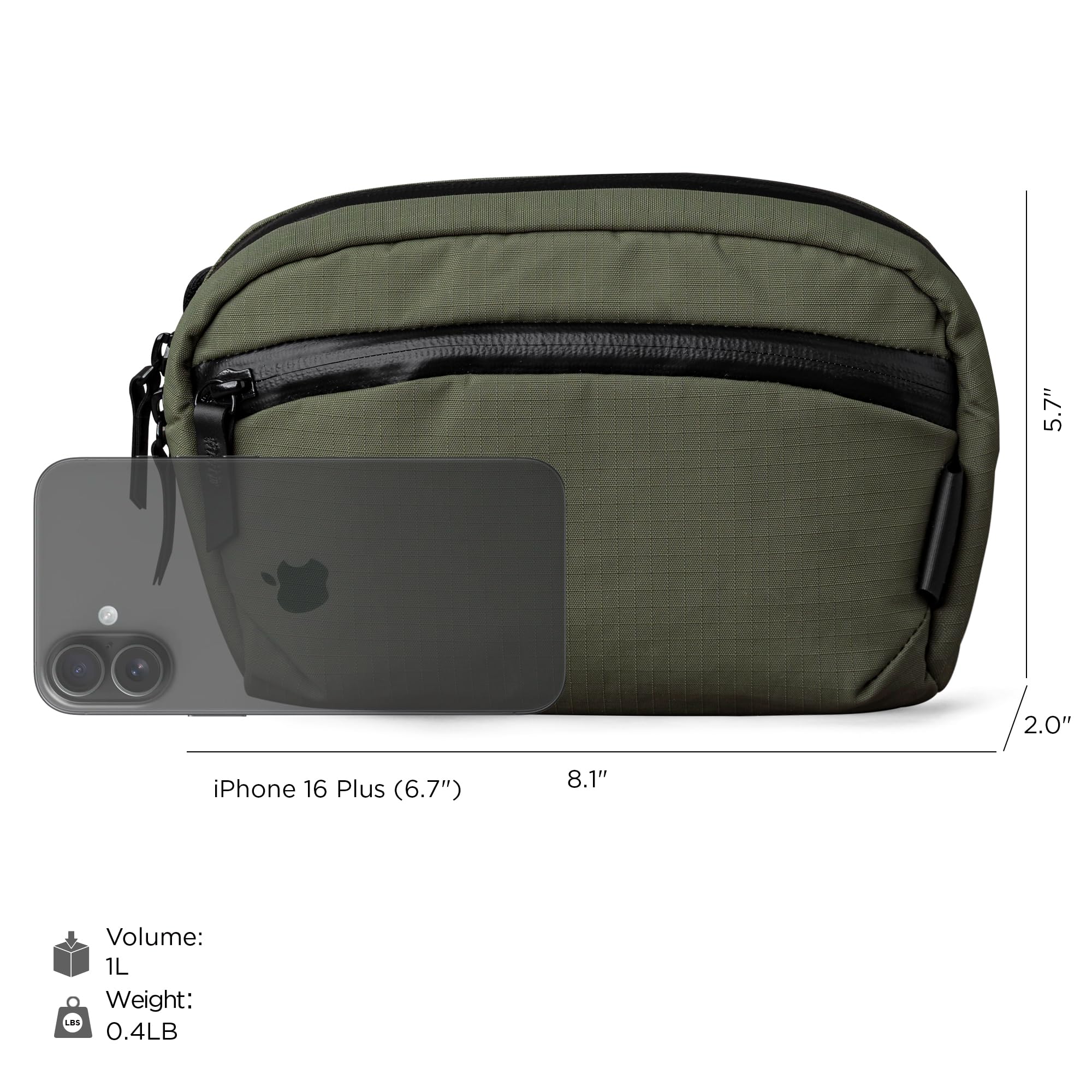 ALPAKA Flight Sling 1L – Umhängetasche Herren Klein | Crossbody Sling, Schultertasche, Organizer mit Schlüsselring, abnehmbarer Gurt, wasserabweisend