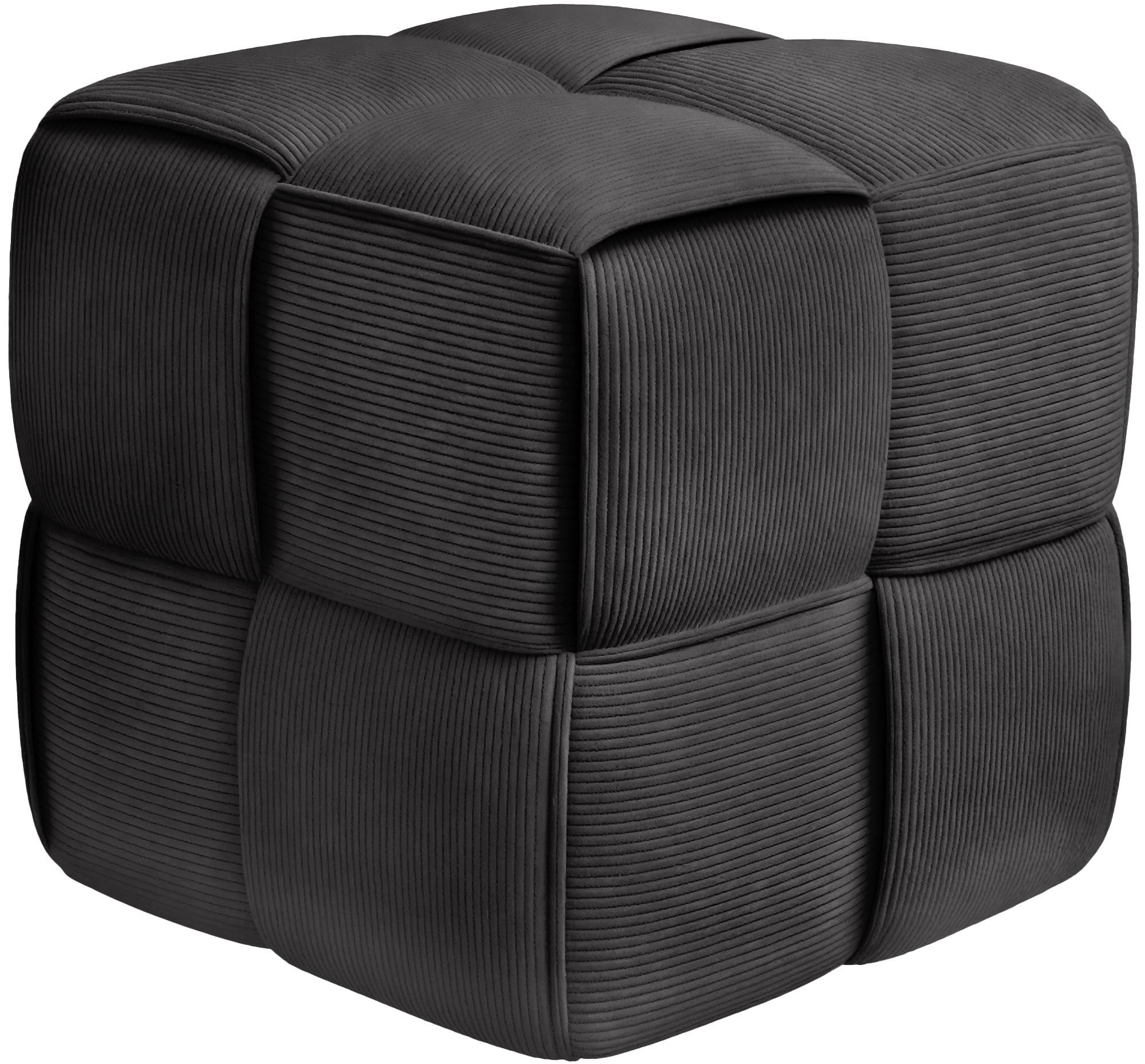 CLP Sitzhocker Cord Forinta, modernes quadratisches Design, bequemer Hocker, Fußhocker, Sitzwürfel für Wohnzimmer & Schlafzimmer, Farbe:dunkelgrau