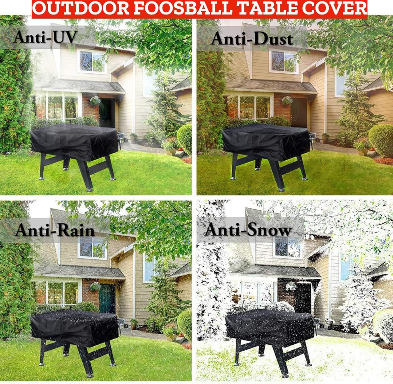 Copertura per Biliardino per Esterni Interni , 420D Oxford Rettangolari Coperture Protezione per Tavolo da Calcio Gioco da Esterno, Telo Protettiva Custodia per Foosball Table(Size:420D：160*115*50cm,C