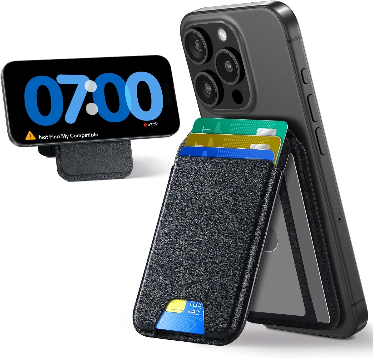 ESR Upgraded for MagSafe Wallet, 5 Card Holder, RFID Blocking, Magnetic Wallet for iPhone with Adjustable Stand, Slim for iPhone 17e/17/16/15/14/13/12,Google Pixel 10,Not for Mini,Vegan Leather,Black