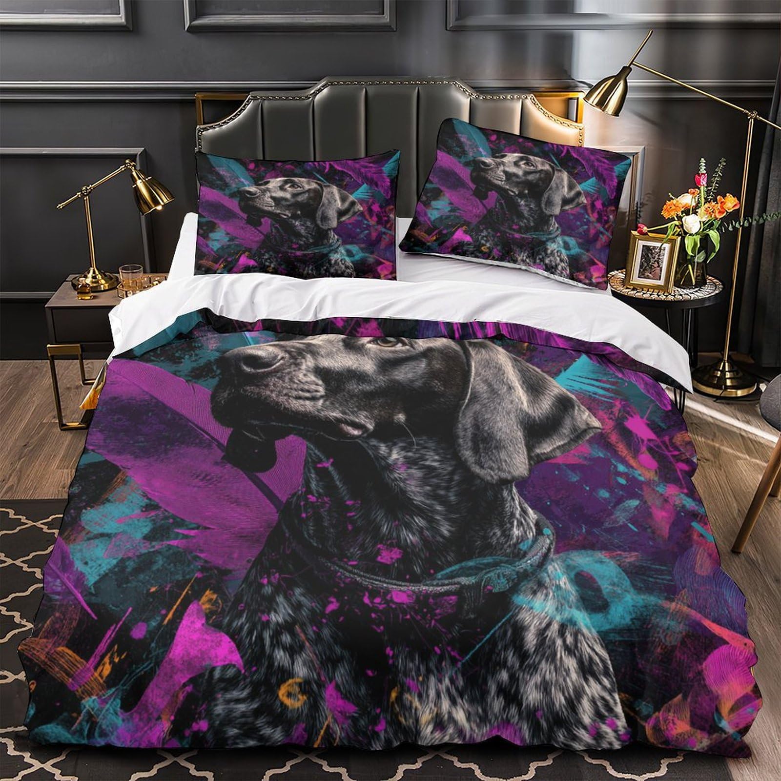 Housse de couette chien 140x200 microfibre hypoallergénique avec fermeture éclair résistante
