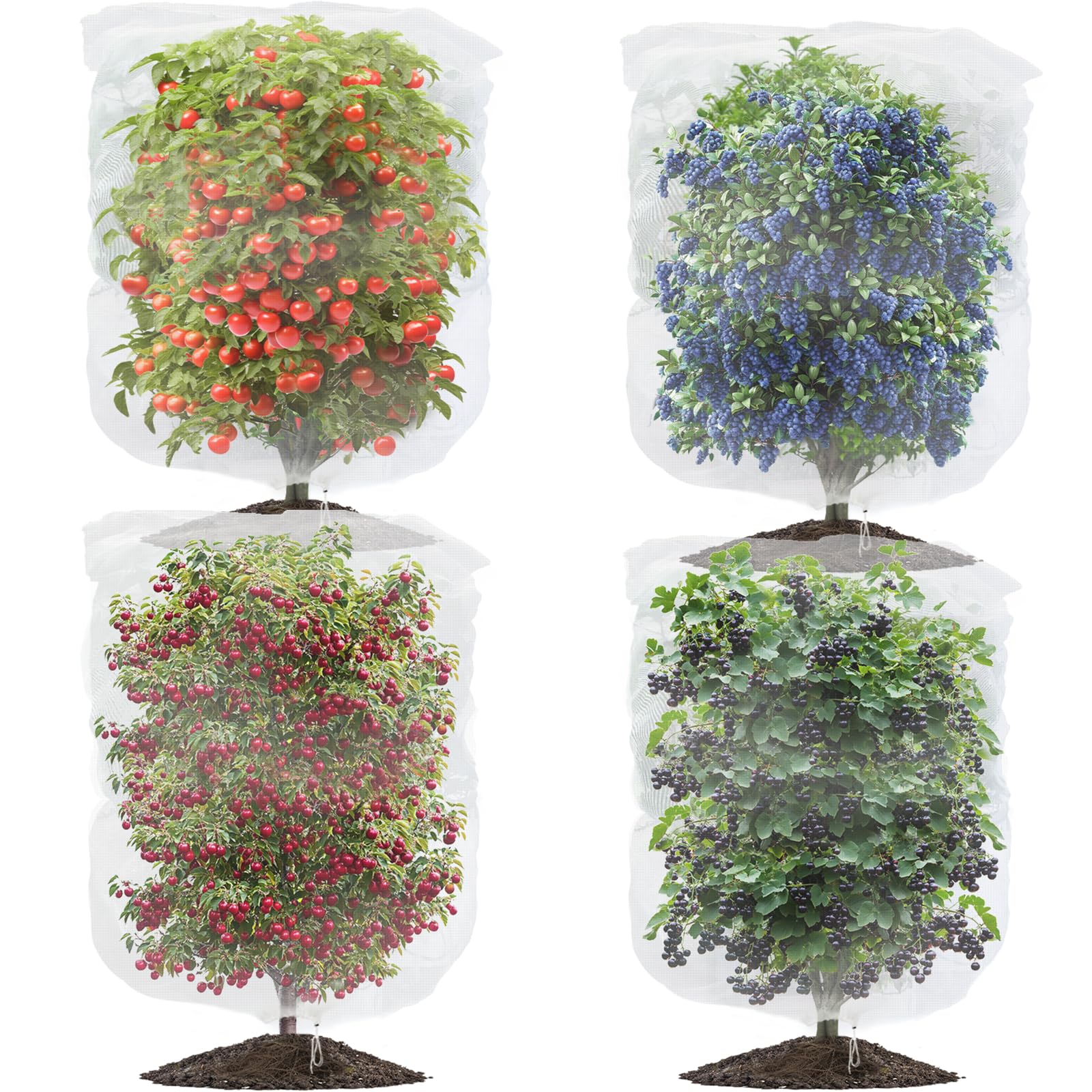 Evoio 4 Pack Garden Plant Protector Covers from Animals with Drawstring