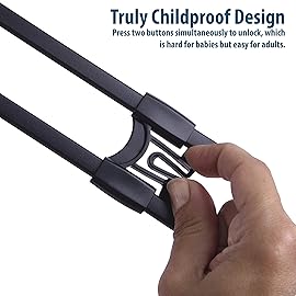 CUTESAFETY - Sliding Cabinet Locks Baby Proofing - Adjustable Child Safety Latches for Knobs & Handles - 8 Pack - No Adhesive Drilling or Tools - Black