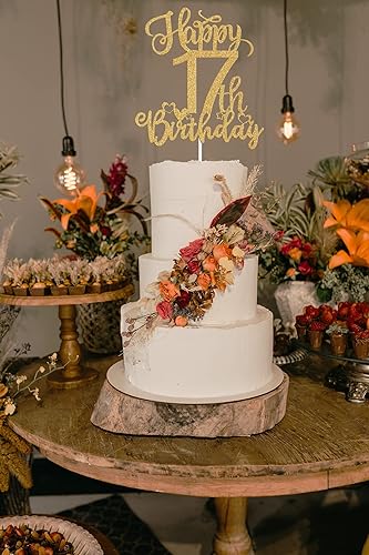 Miniatura 6 de Decoración para tartas de feliz cumpleaños 17, decoraciones de cumpleaños de 17 años, suministros de fiesta de cumpleaños de jóvenes y dulces