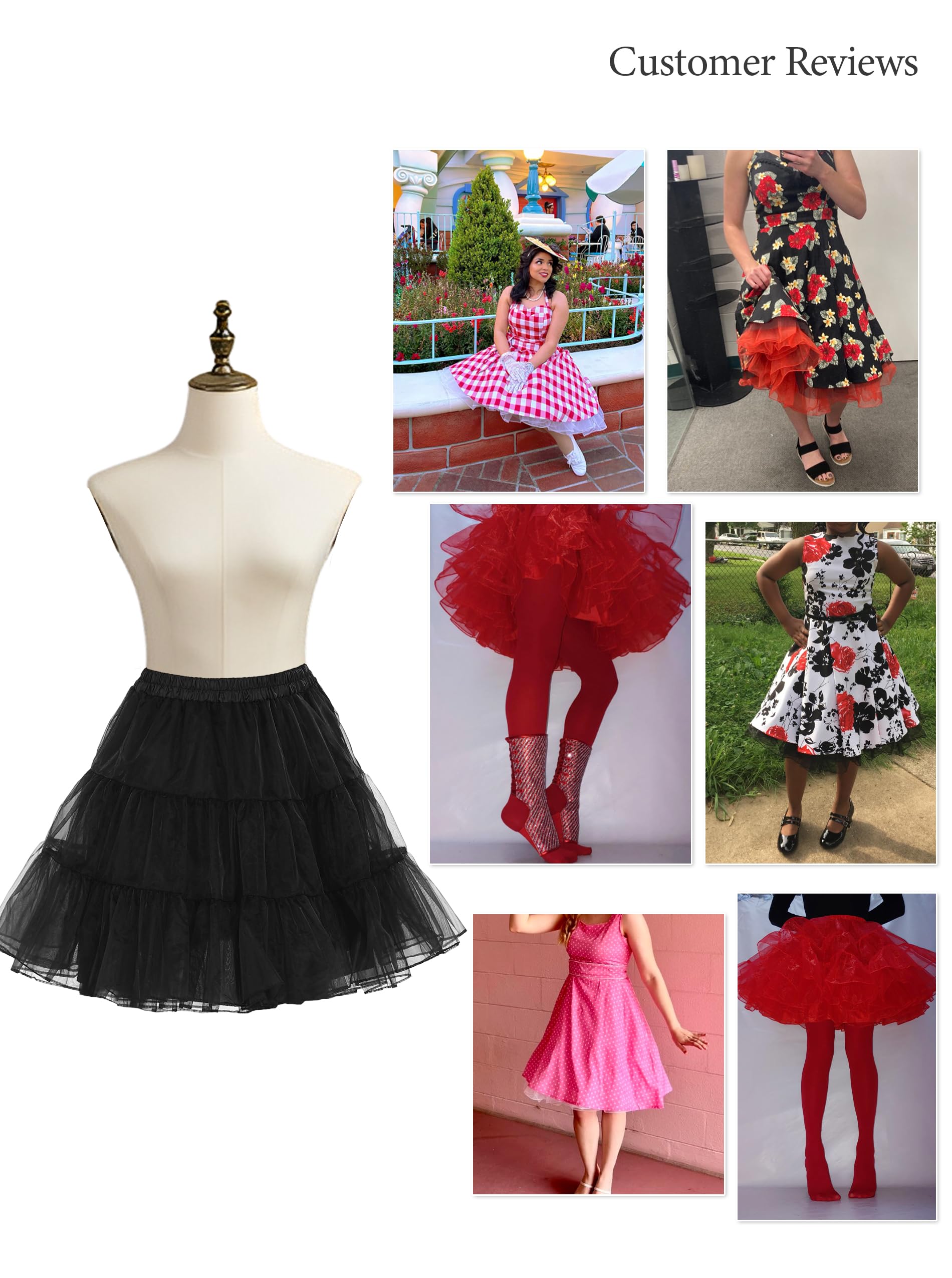 Wikoan Damska spódnica tiulowa, krótka halka, halka, spódnica, krynolina, na lata 50., rockabilly, halka, sukienka wieczorowa, sukienka dla panny młodej, S-XXL