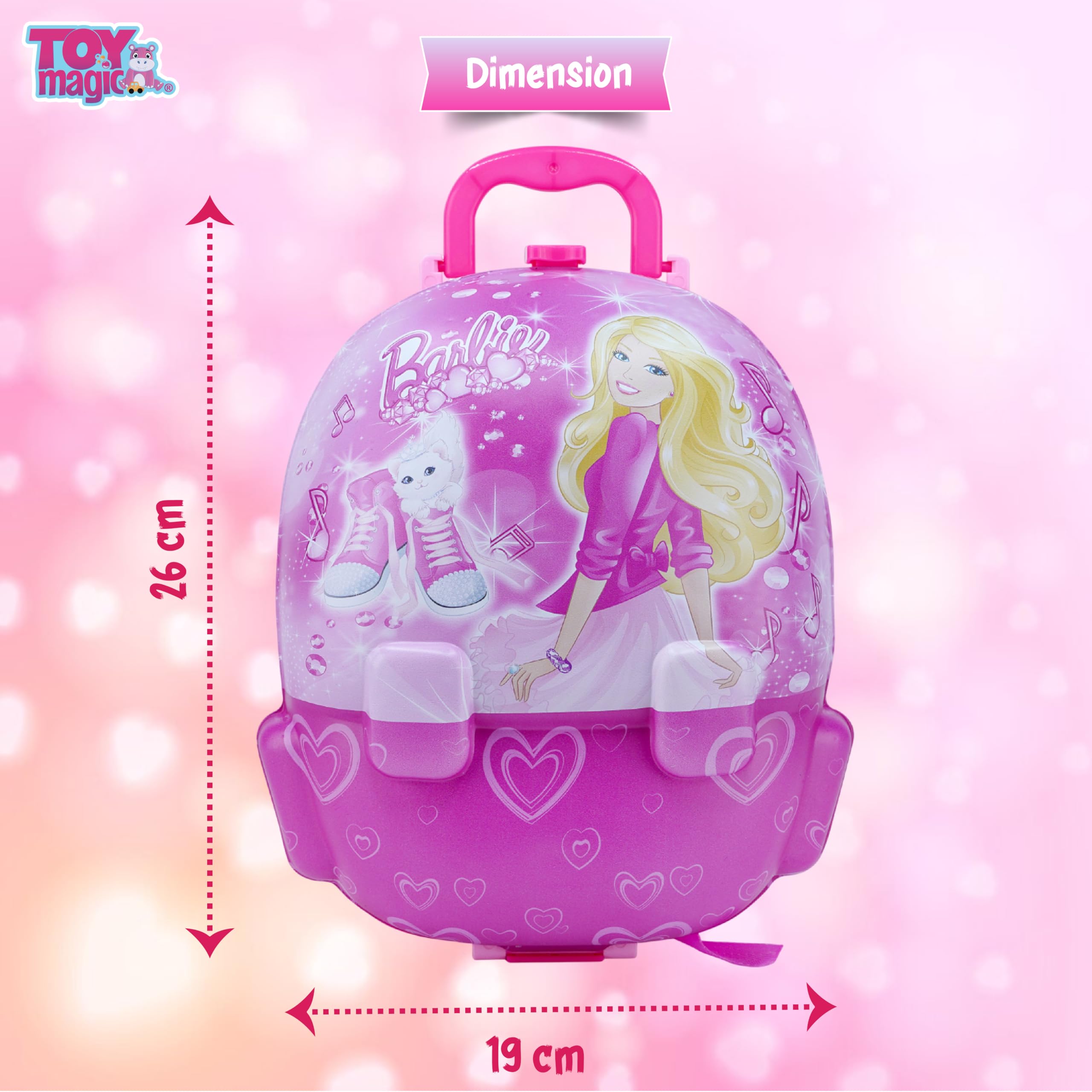 ToyMagic Portable Backpack Toy Dressing Set Makeup Toy |Portable Trolley Pretend Play Set Toy with Make up Accessories for Kids |Portable Suitcase Toy Gift for Girls - Image 6 thumbnail
