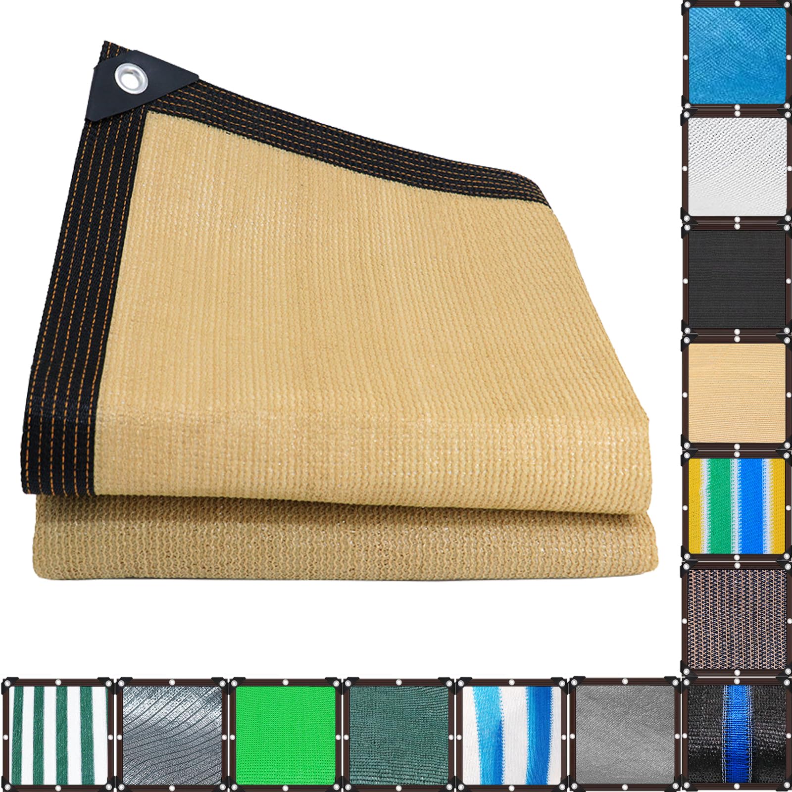 Auvent en maille résistante aux UV avec œillets, idéal pour extérieur, terrasse, jardin, balcon et poulailler, tissu jaune respirant pour une protection solaire maximale (8 x 8 m)