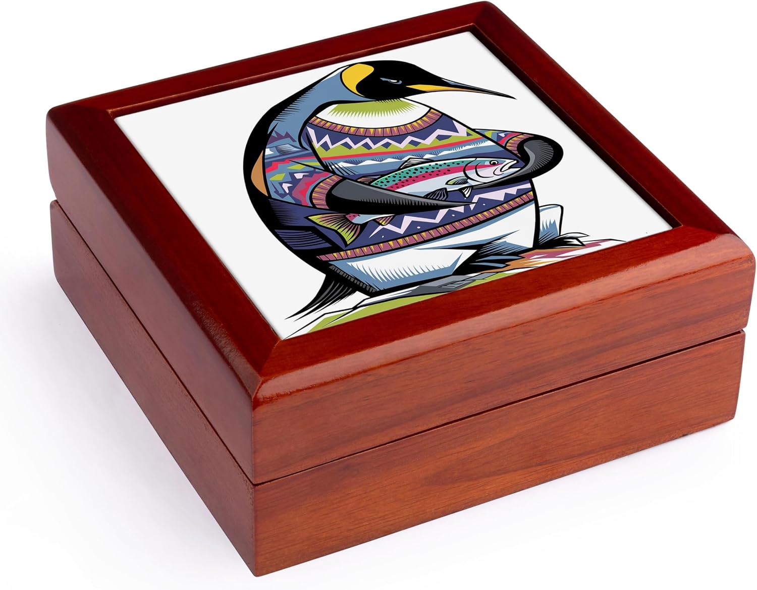 3dRose Funny Cool Fat Baby King Jewelry Box 7 x 7 inch with 4 inch tile