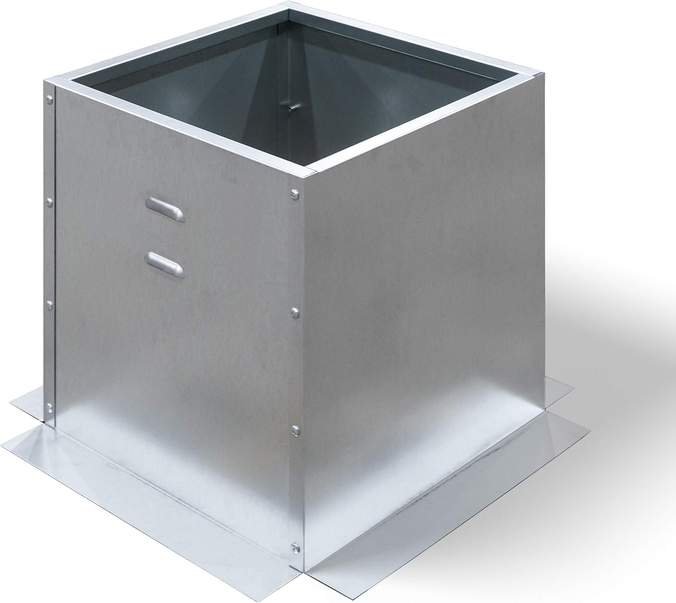 Exhaust Fan Roof Curb- 23” square x 20” high, 18 gauge galvanized steel construction, vented bolt together flat roof curb (23" square)