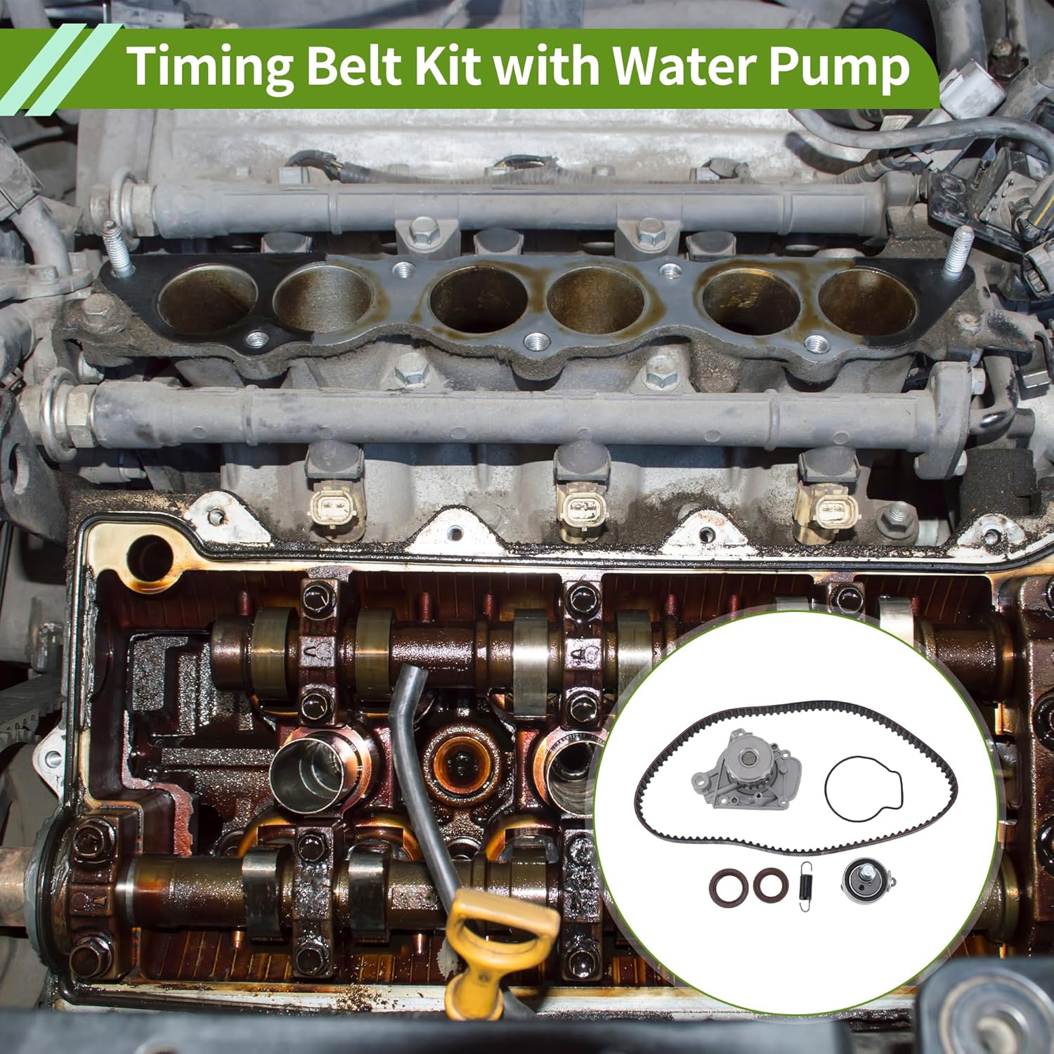 No.19200PLMA01 Timing Belt Kit with Water Pump for Honda Civic 1.7L 2003-2005 Engine Timing Belt Tensioner 1 Set