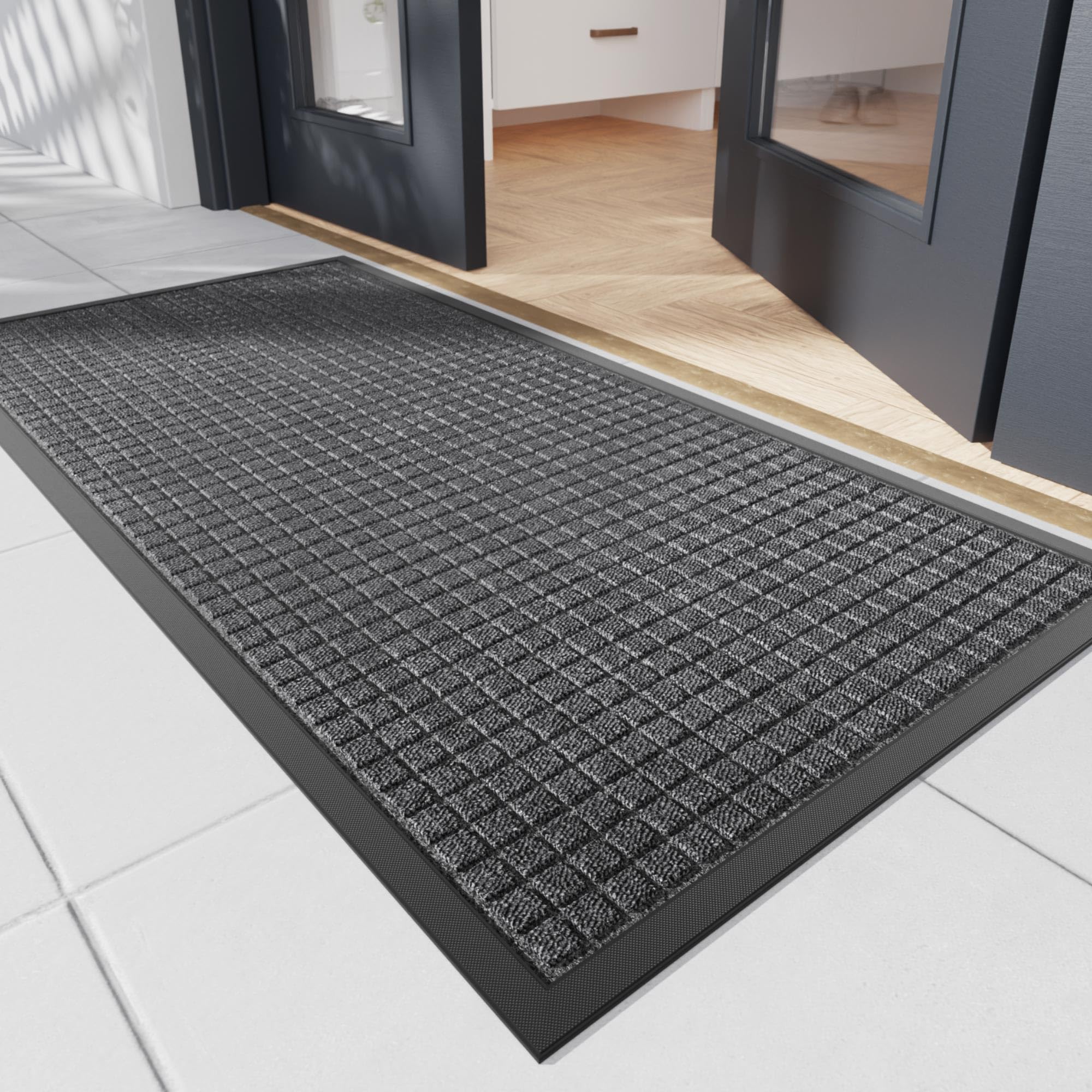 Naturei Durable Front Door Mat, 48" x 24" Heavy Duty Indoor Outdoor Doormat for Entryway, Non-Slip Rubber Backing, Stain and Fade Resistant Commercial Floor Mat for Home Office Entry