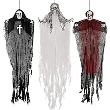Halloween Hanging Skeleton Ghosts (3 Pack), One 36&rdquo; and Two 32&rdquo; Halloweens Grim Reapers, Flying Ghosts for Haunted House Prop D&eacute;cor, Indoor/Outdoor Halloween Decorations