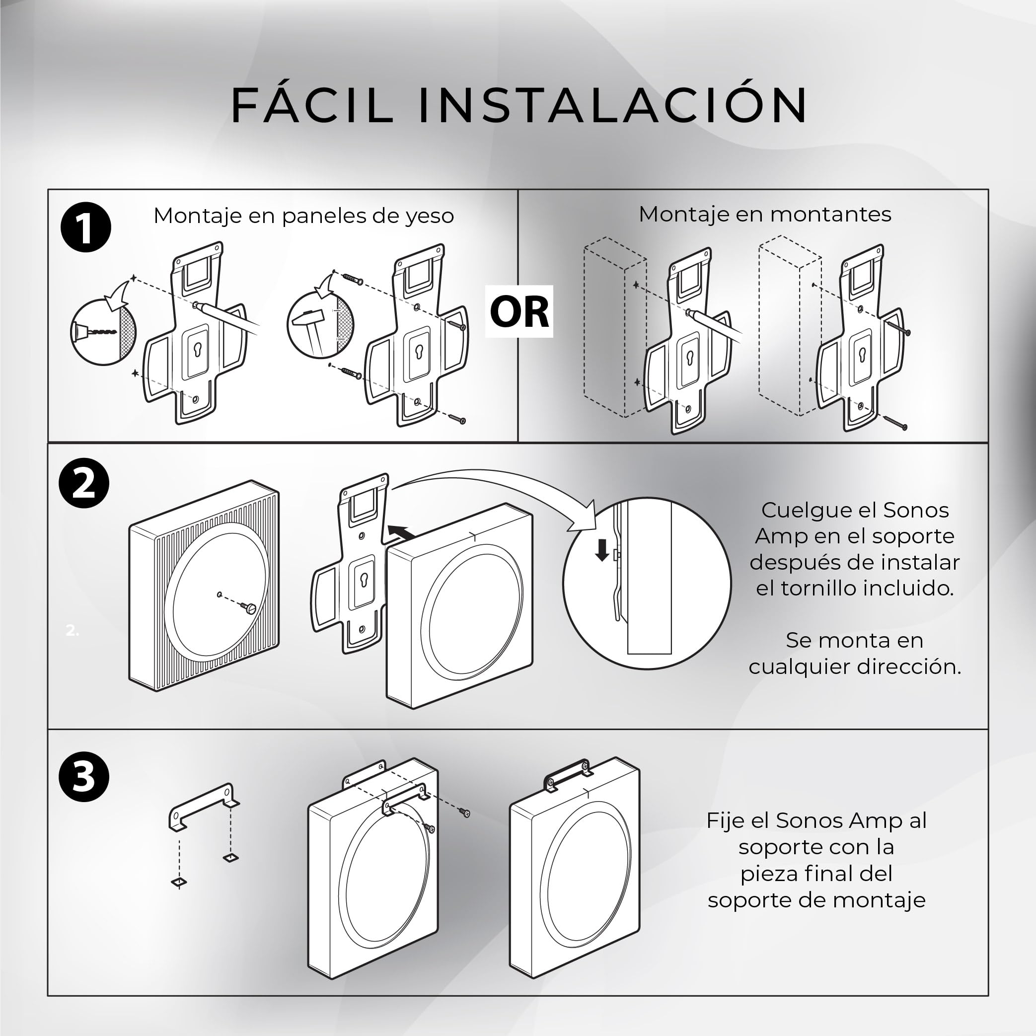 HumanCentric Soporte de Pared Compatible con el Soporte de Pared Sonos Amp, Soporte de Montaje para Amplificador inalámbrico Sonos, Monta el Sonos Amp en Cualquier dirección