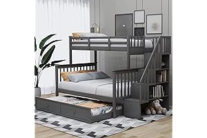 Harper & Bright Twin Over Full Bunk Bed with Stairs