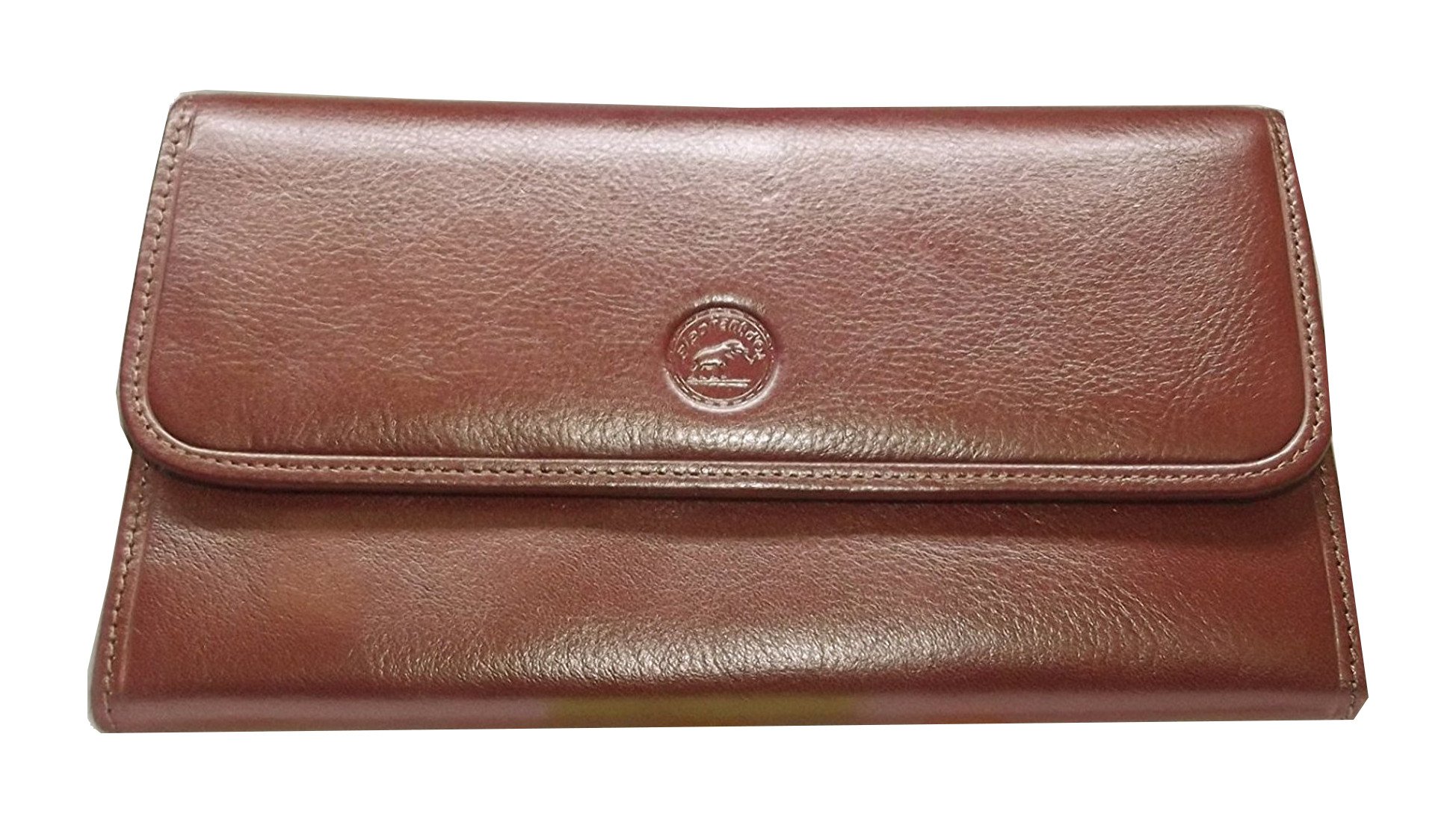 Porte Feuille chéquier Carte Monnaie Homme/Femme Cuir Vachette Marron 20 x 11 cm