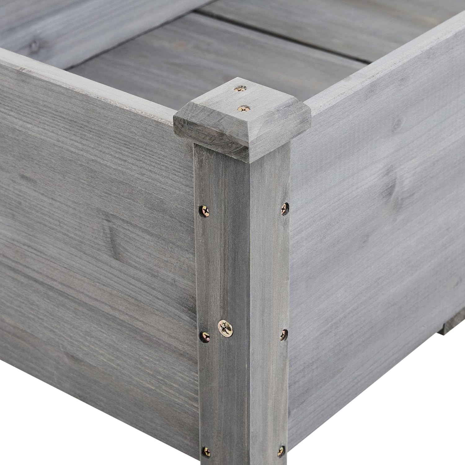 Topeakmart Elevated Planter Bed Outdoor, Wooden Raised Garden Bed, Rectangle Raised Bed with Stable Structure Wooden Garden Box Standing Planter for Garden/Patio/Backyard/Outdoor