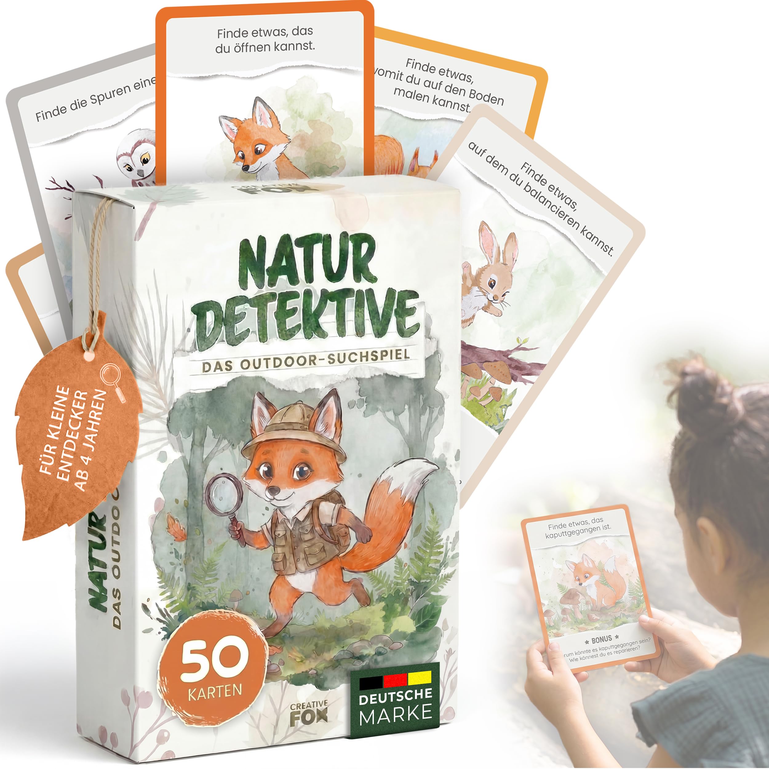 50 Entdeckerkarten für Kinder (ganzjährig) | Spannendes Outdoor Suchspiel | Outdoor Spiele für Kinder | Lernspiel für draußen | Entdecker Set für Kinder ab 4 | Geschenk für Kinder ab 4, 5 Jahren