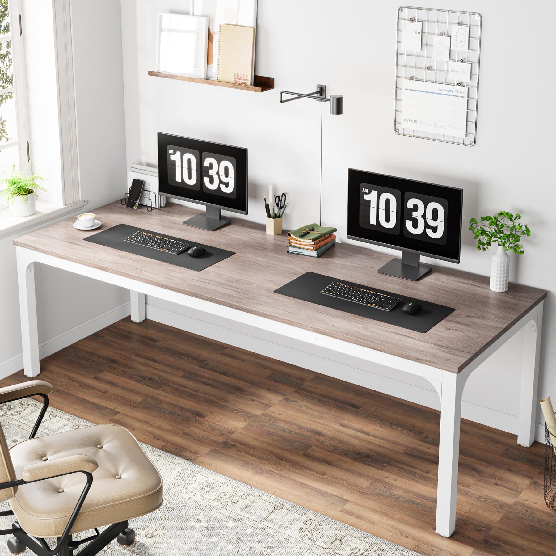 LITTLE TREE 200 cm extra Langer Schreibtisch für Zwei Personen, Doppelarbeitsplatz für Heimbüro