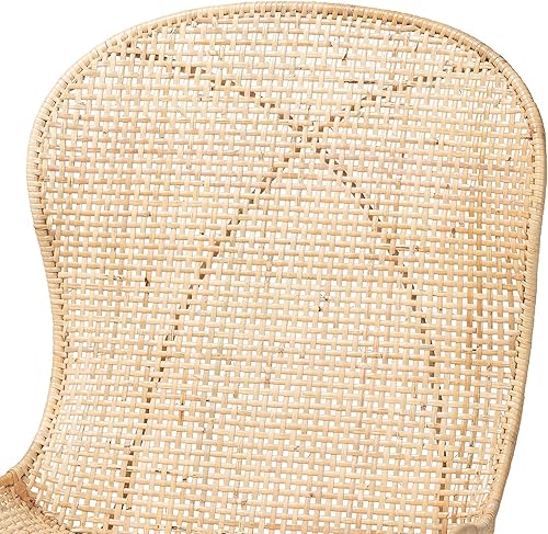 Miniatura 4 de Baxton Studio Sabelle Japandi - Juego de 2 sillas de comedor de caoba y ratán marrón natural