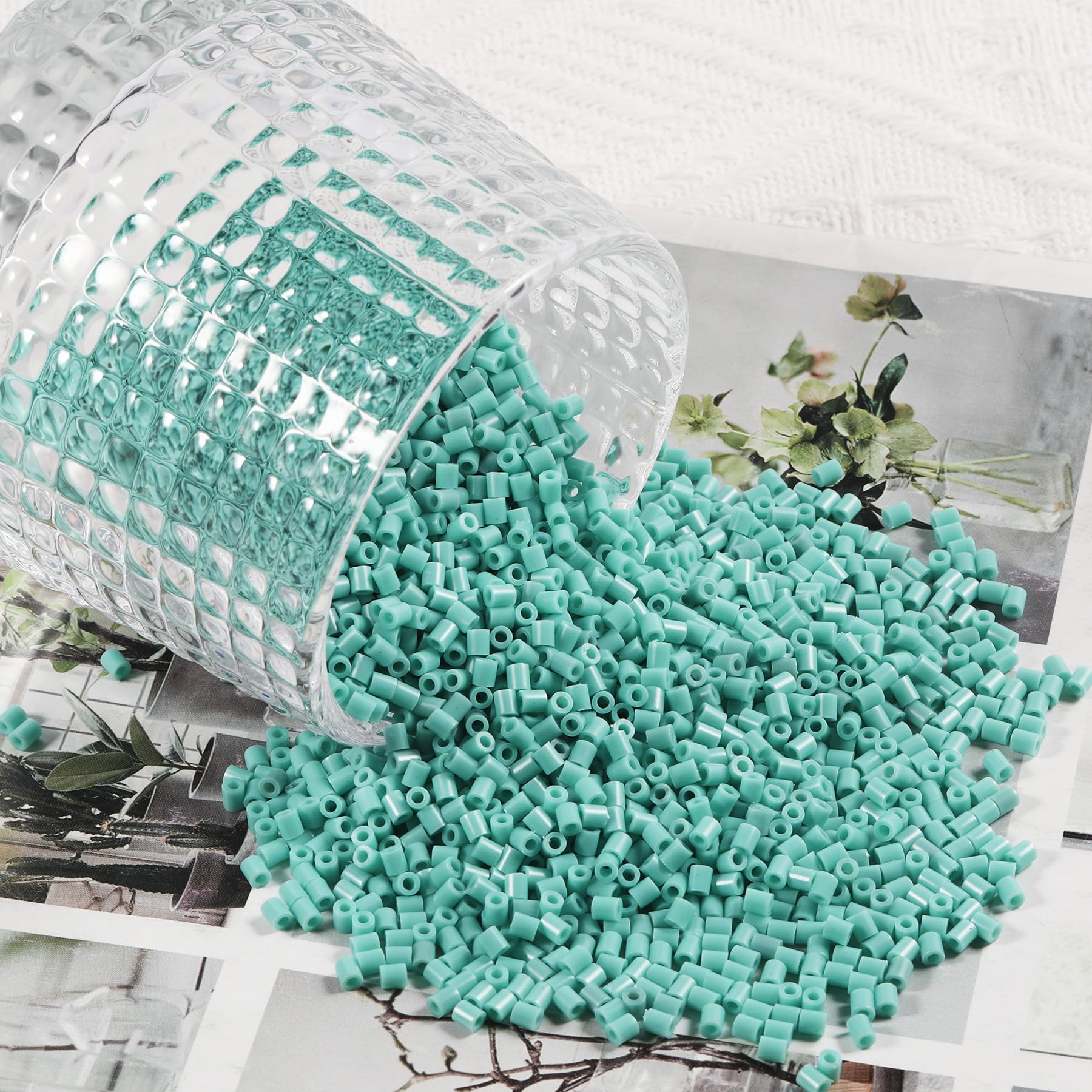 10000Pcs Loose Mini Fuse Beads 2.6mm Bulk Refill Kit Stress Relief Pixel Art 3D Craft Melting Beads for DIY Decor Crafts Creative Handmade Projects (Cyan) - Image 3