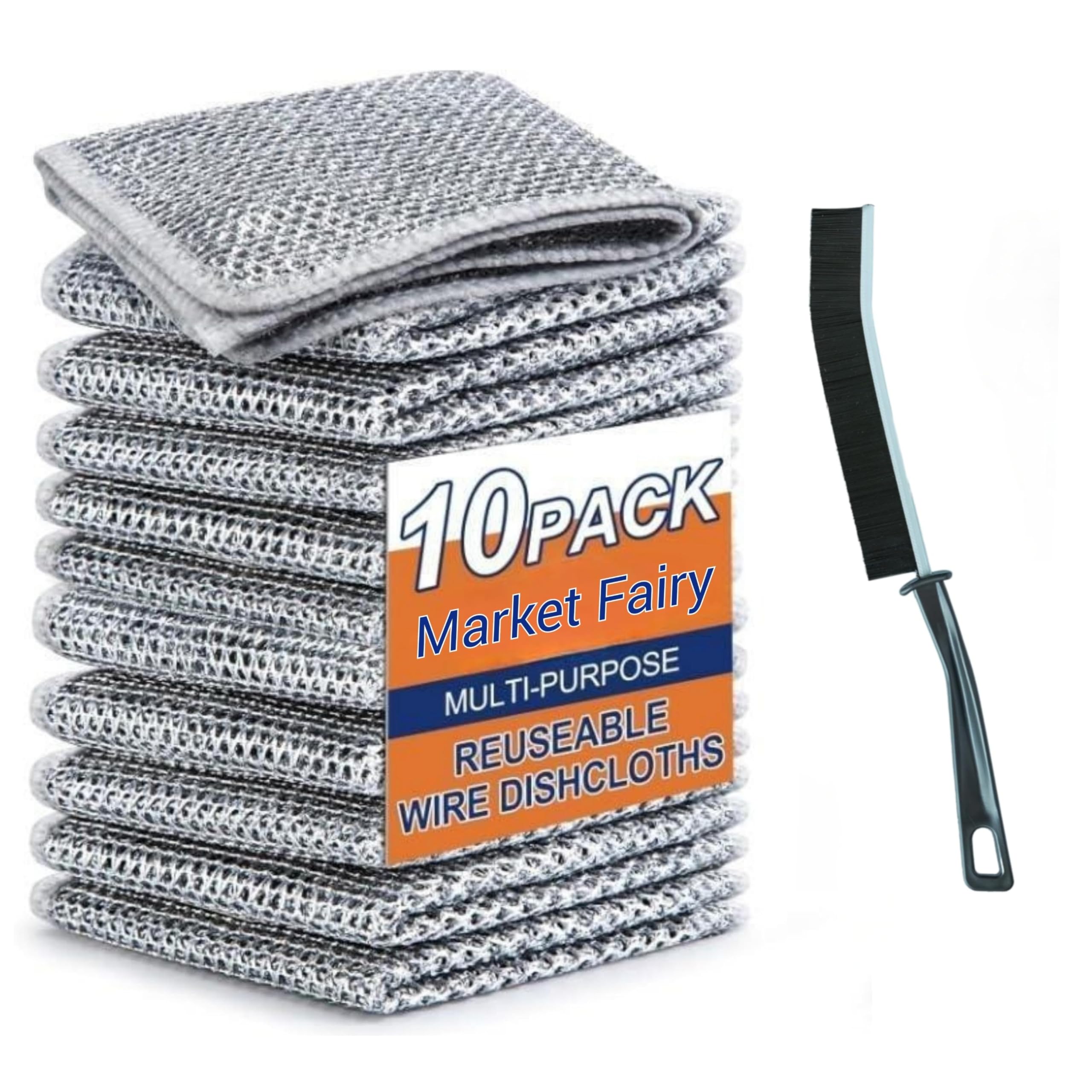 Market Fairy Stainless Steel Mesh Wire Multipurpose Rags | for Wet & Dry, Easy Rinsing, Reusable | Dishwash Cleaning Cloth for Sink & Utensils (Double Layer- 10 Pack) (B0DBM66T1Z) Amazon Price History, Amazon Price Tracker